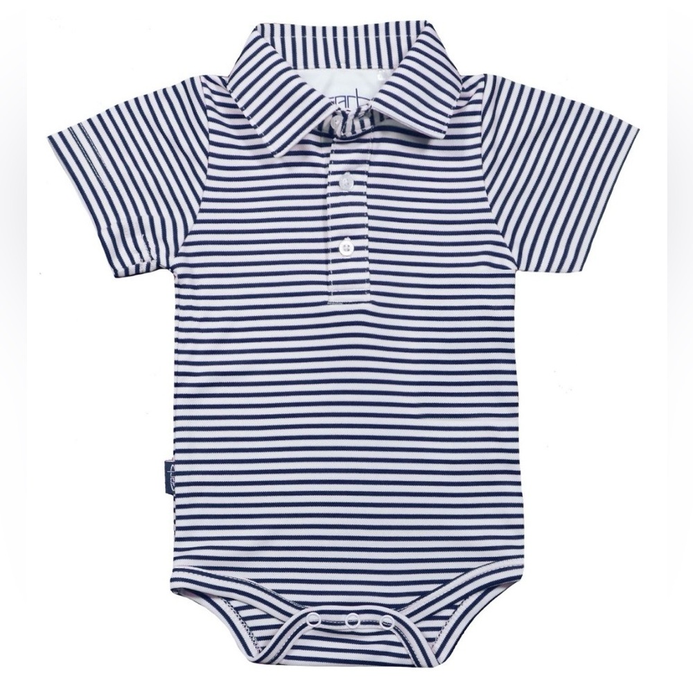 GARB | Navy Striped Baby Bodysuit with Golf logo